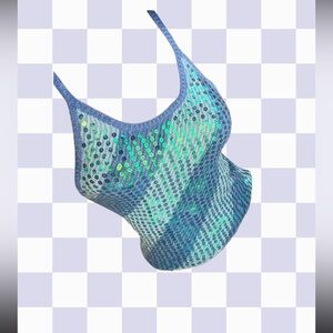 Blue and Green Sequin Tank Top